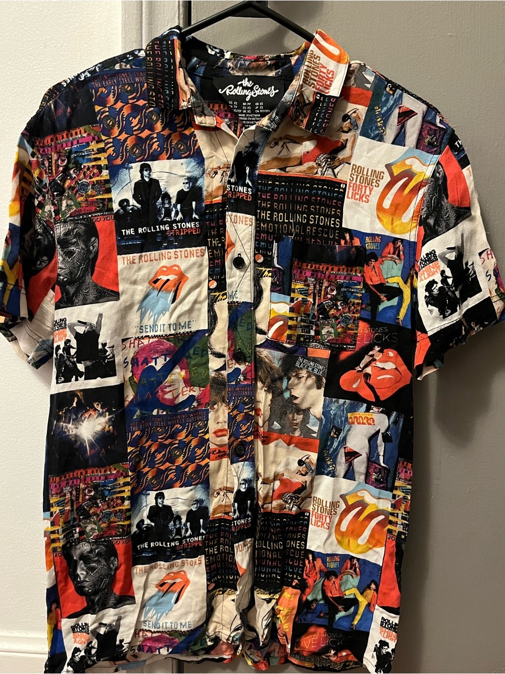 The Rolling Stones Multicolor Graphic Patchwork Button-Down Shirt